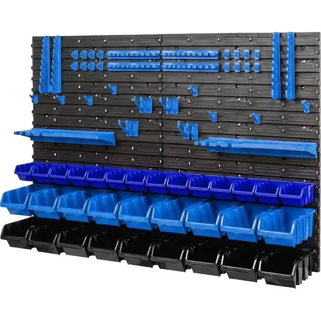 GEKO Modulaire gereedschapswand 1152 x 780 mm met 4 panelen, 74 accessoires en 32 opbergbakken