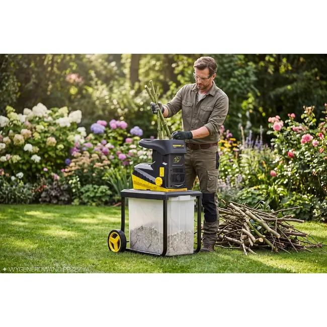 GEKO Stille tuinhakselaar 2800 W met freesmechanisme, 45 mm takcapaciteit en 60 l opvangbak