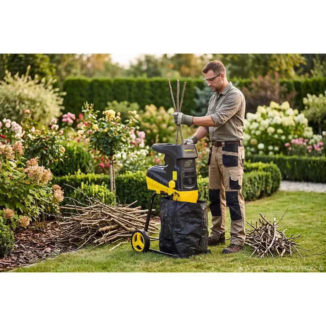 GEKO Stille tuinhakselaar 2800 W met freesmechanisme, 45 mm takcapaciteit en opvangzak van 50 l