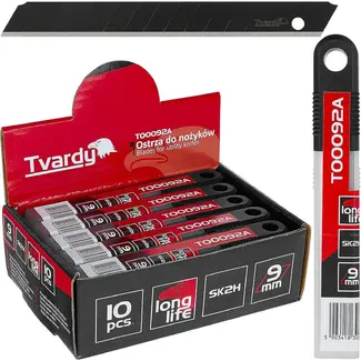Tvardy Afbreekmesjes 9 mm SK2H 80 x 9 x 0,4 mm - displaydoos met 20 verpakkingen van 10 mesjes