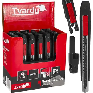 Tvardy Afbreekmes 9 mm met SK2H-mes 80 x 9 x 0,4 mm - displaydoos met 24 stuks voor snijwerk