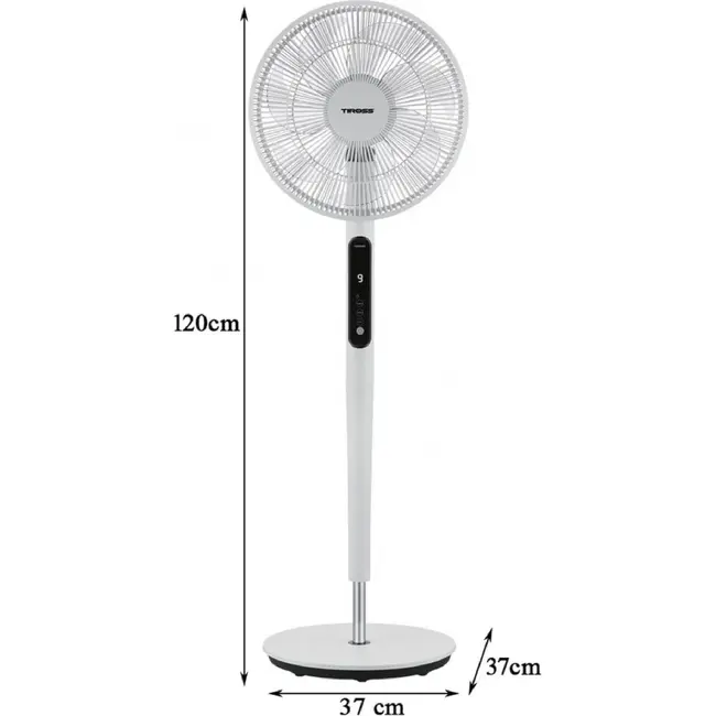 TIROSS Staande ventilator 14 inch met 9 snelheden, 3 windstanden, oscillatie, turbo, timer en afstandsbediening voor thuis