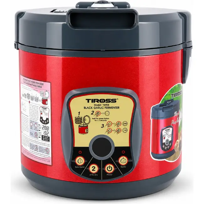 TIROSS Fermentatiepan zwarte knoflook 6 l met programma's van 192 en 288 uur, 90 W en nadroogfunctie