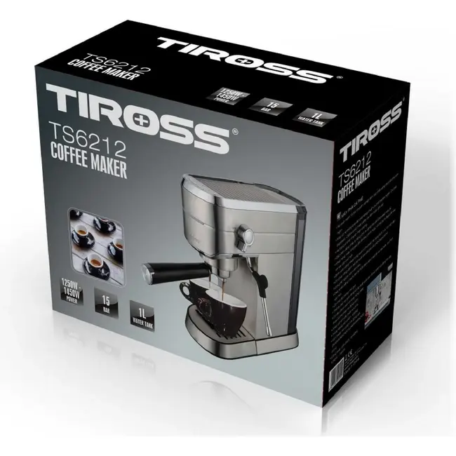 TIROSS Espressomachine 15 bar met Thermoblock, melkopschuimer en uitneembare watertank van 1 l