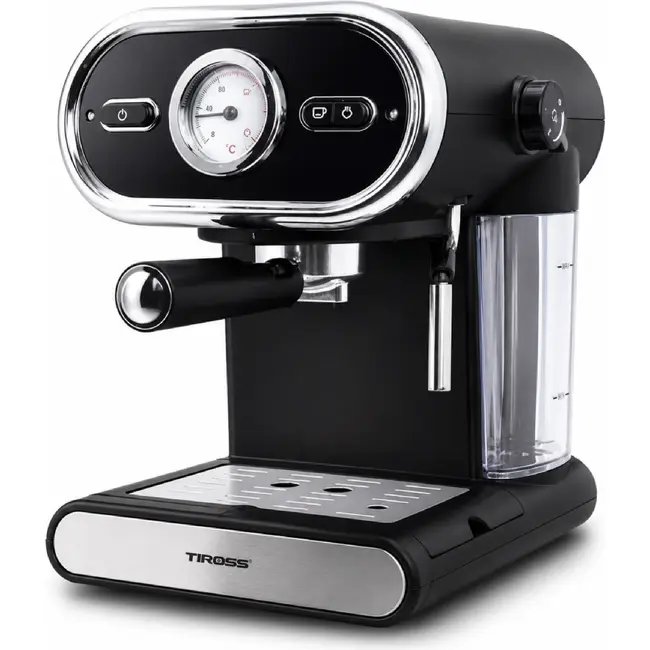 TIROSS Espressomachine 15 bar met 1100 W, melkopschuimer, kopjesverwarmer en 2-kopsfunctie thuis
