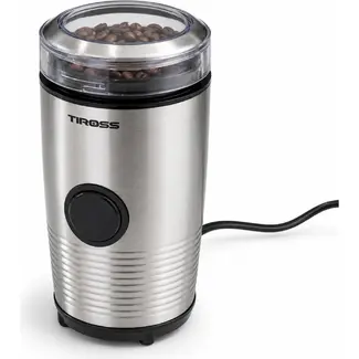 TIROSS Elektrische koffiemolen 150 W met rvs messen, 50 g inhoud en veiligheidsvergrendeling