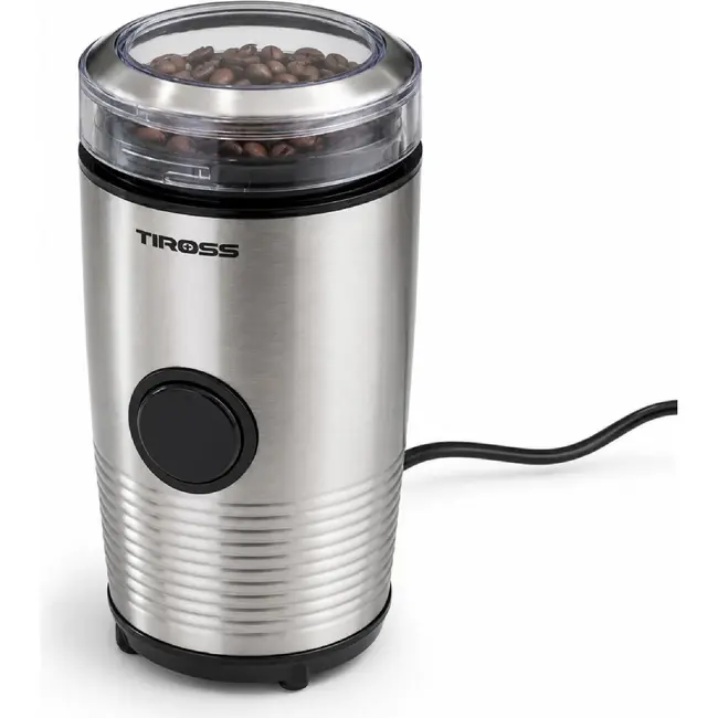 TIROSS Elektrische koffiemolen 150 W met rvs messen, 50 g inhoud en veiligheidsvergrendeling