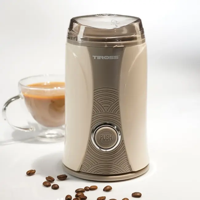 TIROSS Elektrische koffiemolen 150 W met rvs messen, 50 g inhoud, pulseerstand en kabelopbergvak