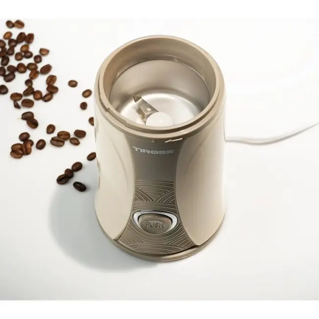 TIROSS Elektrische koffiemolen 150 W met rvs messen, 50 g inhoud, pulseerstand en kabelopbergvak