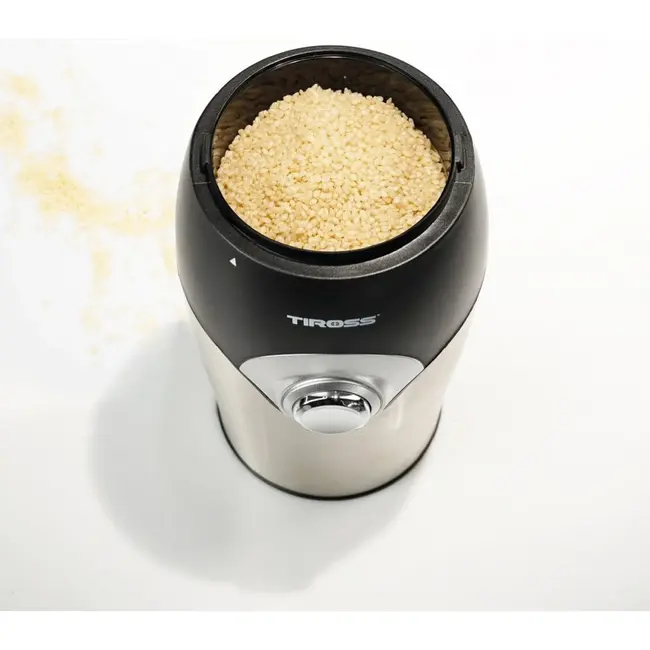 TIROSS Elektrische koffiemolen 150 W met rvs messen, 50 g inhoud, pulseerstand en kabelopbergvak