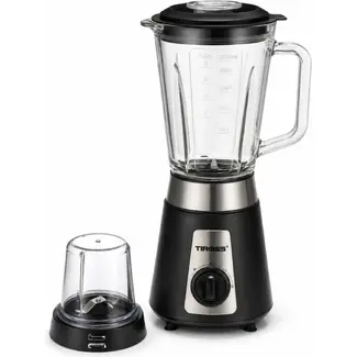 TIROSS Blender 500 W met glazen kan 1,5 l, 2 snelheden, pulseerstand en meegeleverde koffiemolen