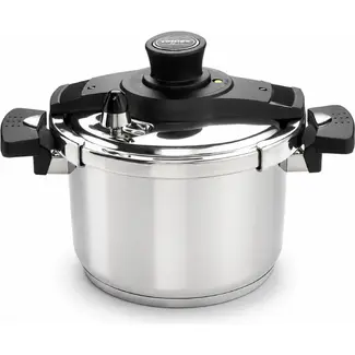 TIROSS Snelkookpan 5,8 l van rvs 18/10 met koele handgrepen voor inductie, gas en keramisch koken