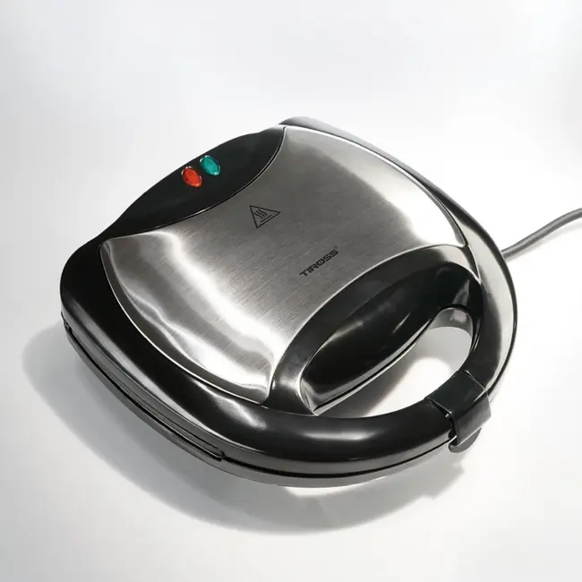 TIROSS Sandwichmaker 750 W voor 2 tosti's met thermostaat, antiaanbaklaag en controlelampjes