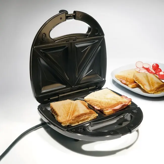 TIROSS Sandwichmaker 750 W voor 2 tosti's met thermostaat, antiaanbaklaag en controlelampjes