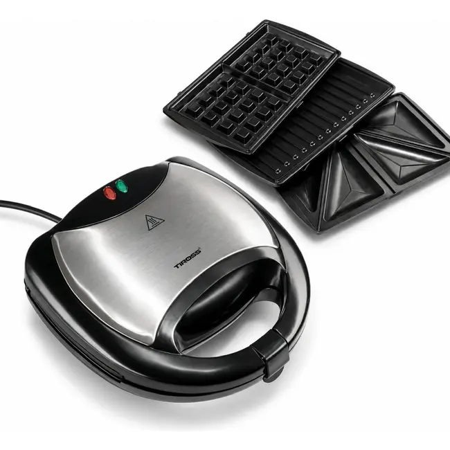 TIROSS Multifunctioneel tosti-ijzer 3-in-1 750 W met verwisselbare platen voor wafels en grillen