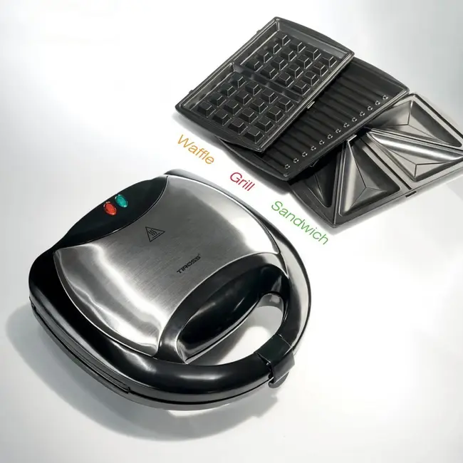 TIROSS Multifunctioneel tosti-ijzer 3-in-1 750 W met verwisselbare platen voor wafels en grillen