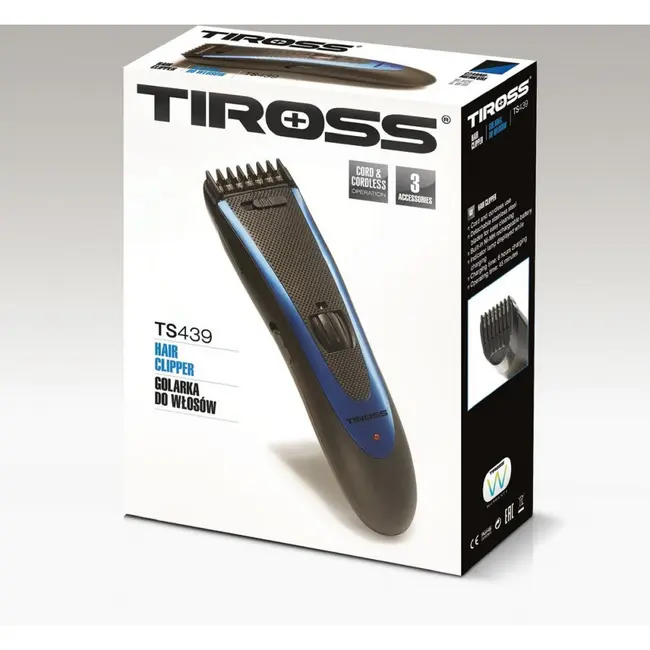 TIROSS Tondeuse 3,5-15 mm met rvs messen, 45 min gebruiksduur en bedraad of draadloos gebruik