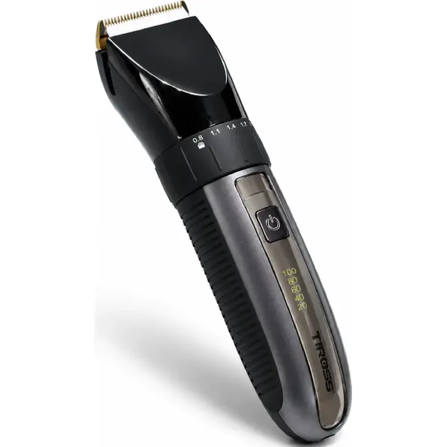 TIROSS Draadloze tondeuse met digitaal display, 1300 mAh accu, keramisch mes en 4 opzetkammen voor dagelijks haar en baard