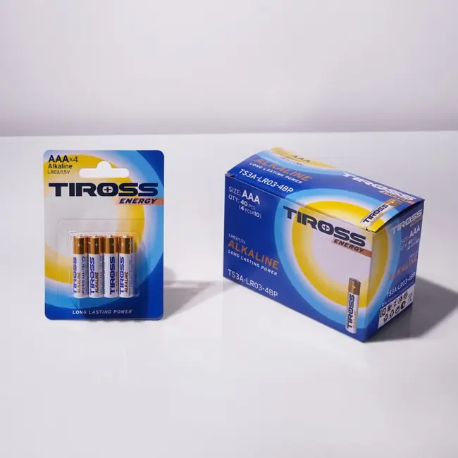 TIROSS AAA alkaline batterijen LR03 1,5 V - 4 stuks met ca. 1200 mAh voor dagelijks gebruik thuis