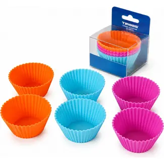 TIROSS Siliconen mini muffin vormpjes 6 stuks, -40 tot 240 °C, voor oven, vriezer en desserts