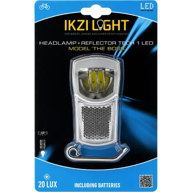 Ikzilight Koplamp met krachtige LED en reflector - 30 Lux - Zichtbaar tot 1200 meter - Voorvorkbevestiging