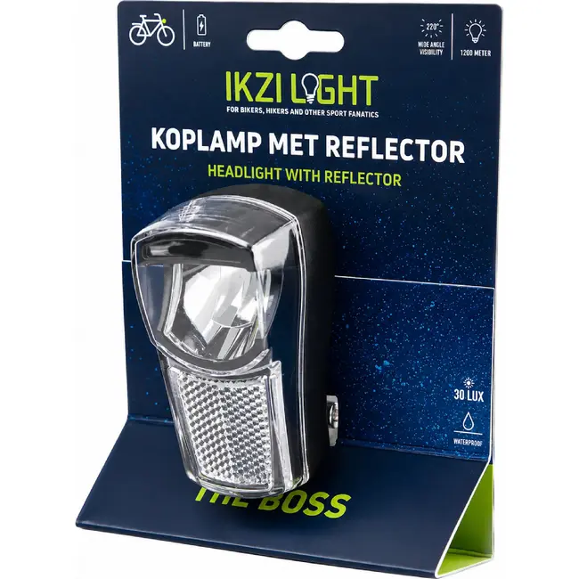 Ikzilight Koplamp met krachtige LED en reflector - 30 Lux - Zichtbaar tot 1200 meter - Voorvorkbevestiging