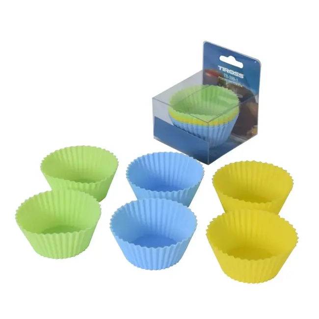 TIROSS Siliconen muffinvormpjes 6 stuks – 7 cm, geschikt van -40 °C tot 240 °C voor thuis bakken
