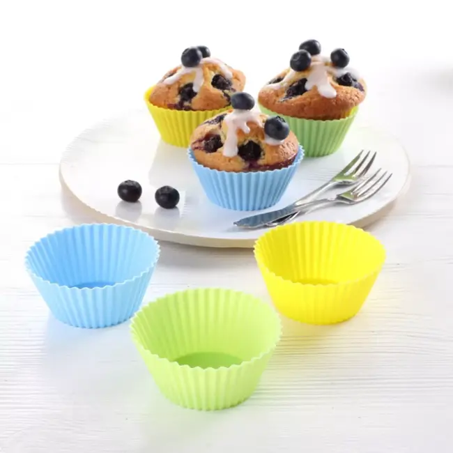 TIROSS Siliconen muffinvormpjes 6 stuks – 7 cm, geschikt van -40 °C tot 240 °C voor thuis bakken