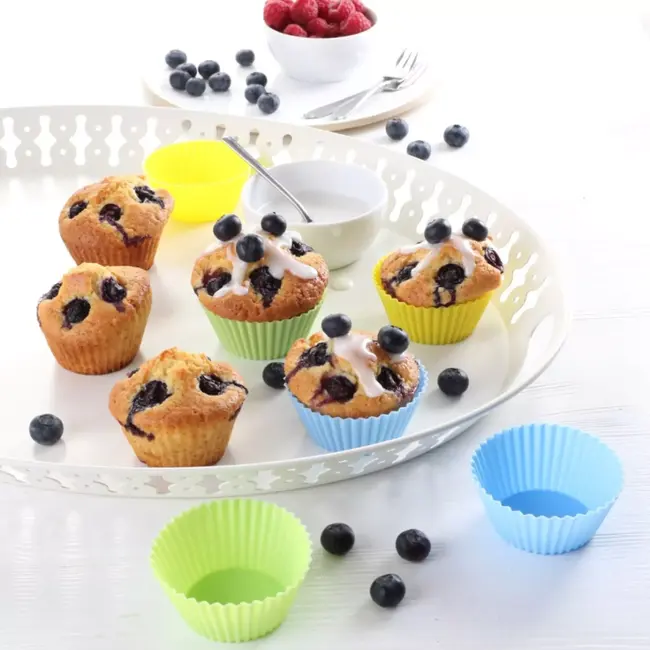 TIROSS Siliconen muffinvormpjes 6 stuks – 7 cm, geschikt van -40 °C tot 240 °C voor thuis bakken