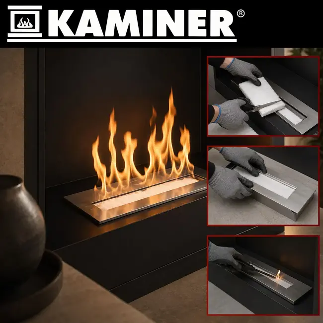 Kaminer Keramische mat voor biohaard 30 x 20 x 3 cm - absorberend en hittebestendig tot 1300 °C
