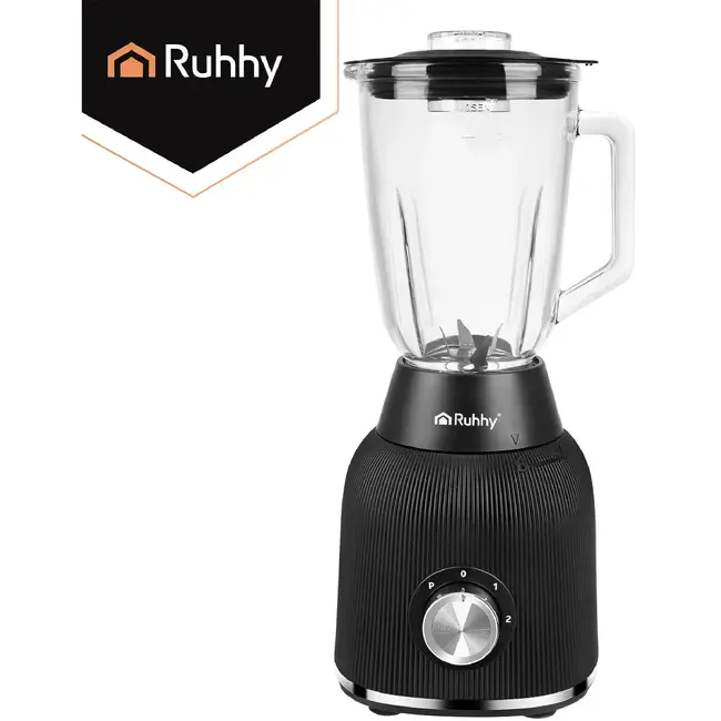 Ruhhy Blender 1200 W met glazen kan, ijsbreker, pulsstand en 2 meeneembekers voor smoothies