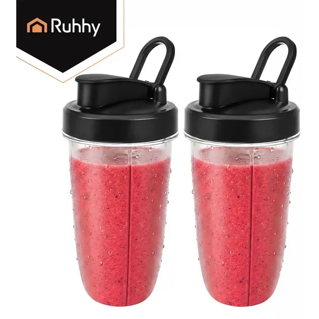 Ruhhy Blender 1200 W met glazen kan, ijsbreker, pulsstand en 2 meeneembekers voor smoothies