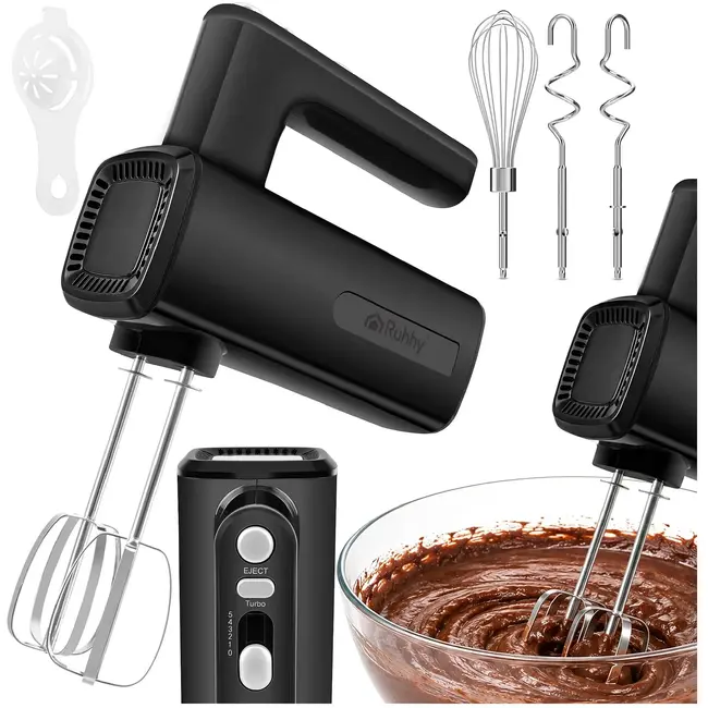 Ruhhy Handmixer 800 W met 5 snelheden, turbo, garde, deeghaken en ballonklopper voor thuisgebruik