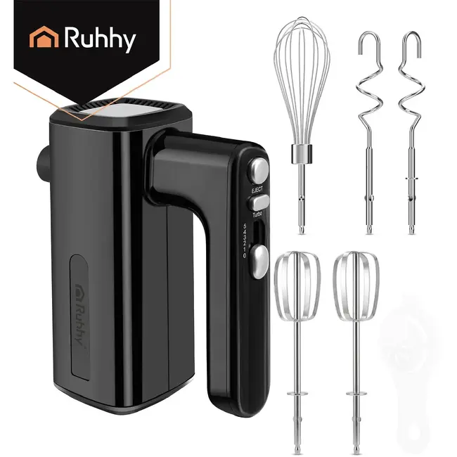 Ruhhy Handmixer 800 W met 5 snelheden, turbo, garde, deeghaken en ballonklopper voor thuisgebruik