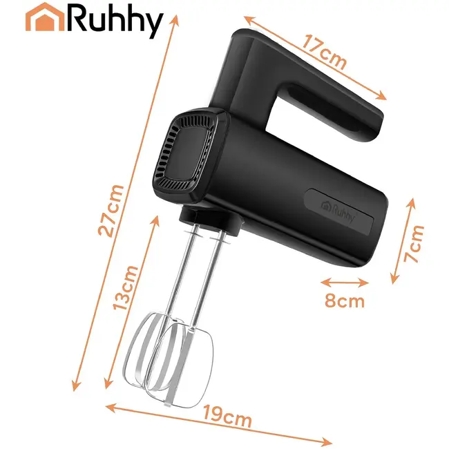 Ruhhy Handmixer 800 W met 5 snelheden, turbo, garde, deeghaken en ballonklopper voor thuisgebruik