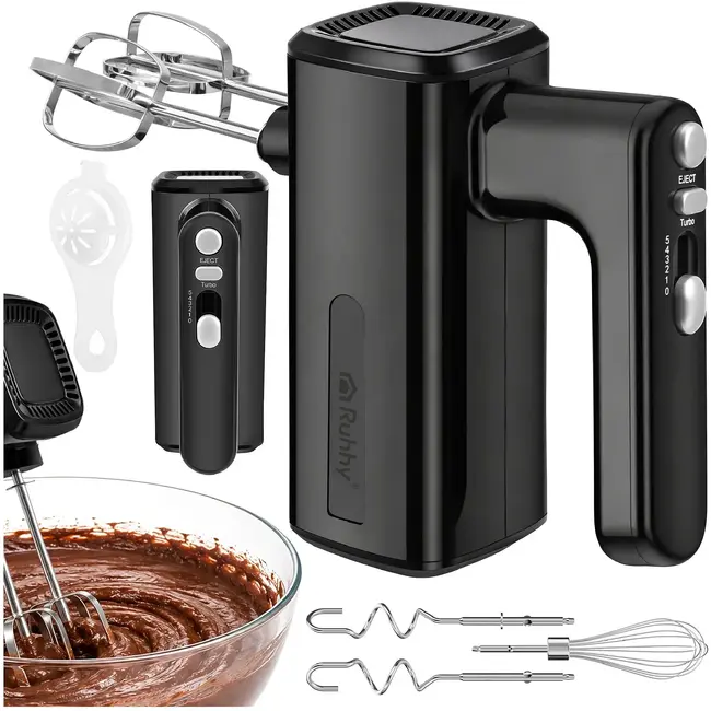 Ruhhy Handmixer 800 W met 5 snelheden, turbo, garde, deeghaken en ballonklopper voor thuisgebruik
