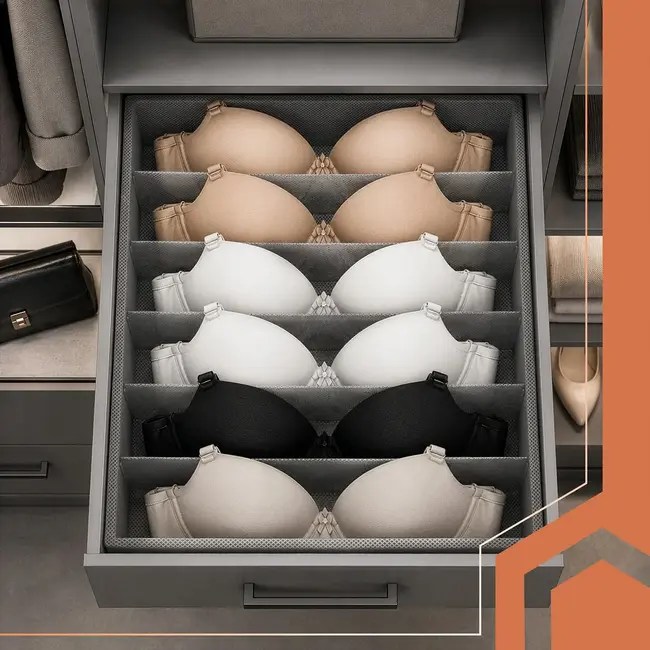 Ruhhy Ondergoed organizer 4-delig grijs met 45 vakken voor sokken, lingerie en kleine accessoires