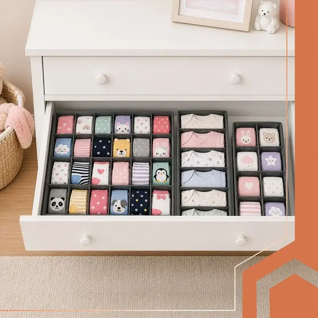 Ruhhy Ondergoed organizer 4-delig grijs met 45 vakken voor sokken, lingerie en kleine accessoires