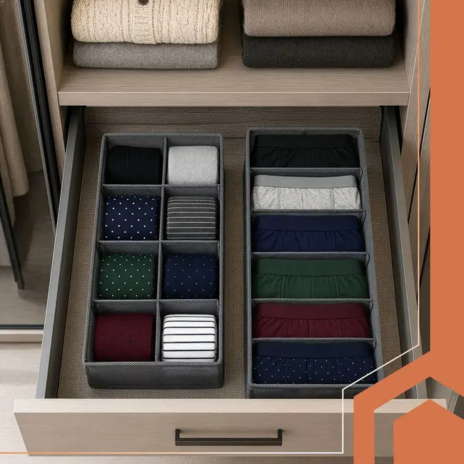 Ruhhy Ondergoed organizer 4-delig grijs met 45 vakken voor sokken, lingerie en kleine accessoires
