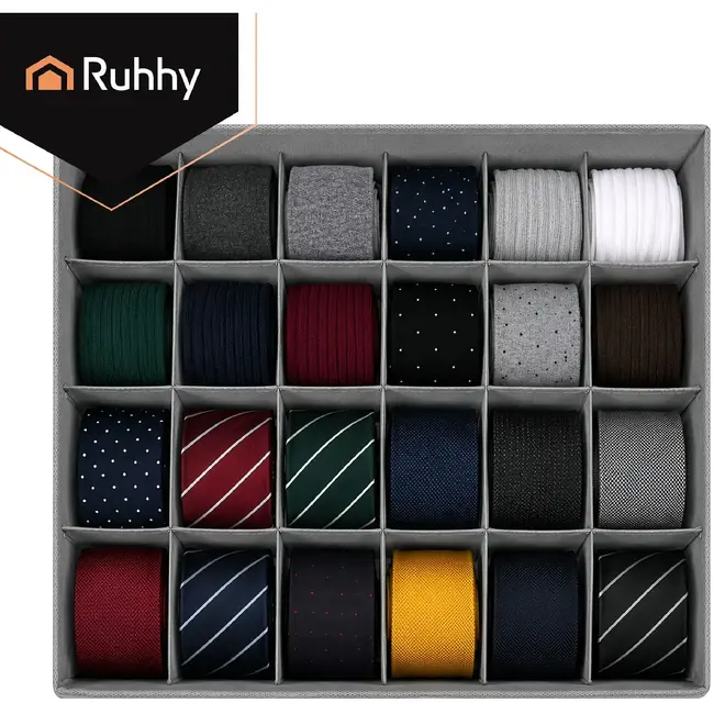 Ruhhy Ondergoed organizer 4-delig grijs met 45 vakken voor sokken, lingerie en kleine accessoires