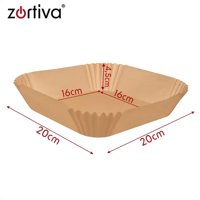 Zortiva Airfryer bakpapier 23 x 23 cm, 100 stuks met antiaanbaklaag en hittebestendig tot 230 °C