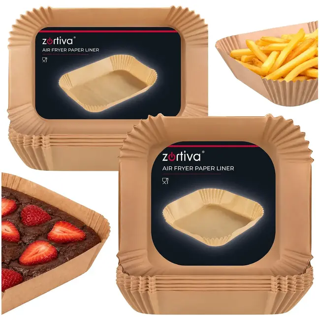 Zortiva Airfryer bakpapier 23 x 23 cm, 100 stuks met antiaanbaklaag en hittebestendig tot 230 °C