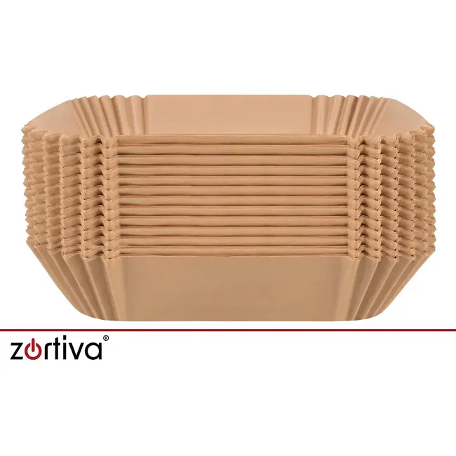 Zortiva Airfryer bakpapier 23 x 23 cm, 100 stuks met antiaanbaklaag en hittebestendig tot 230 °C
