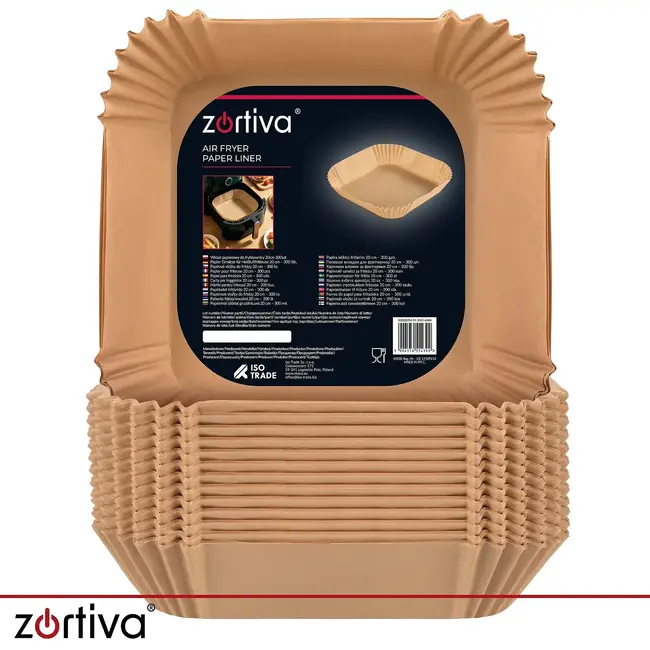 Zortiva Airfryer bakpapier 23 x 23 cm, 100 stuks met antiaanbaklaag en hittebestendig tot 230 °C
