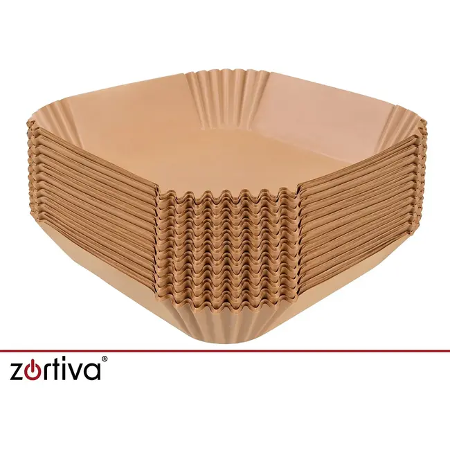Zortiva Airfryer bakpapier 23 x 23 cm, 100 stuks met antiaanbaklaag en hittebestendig tot 230 °C