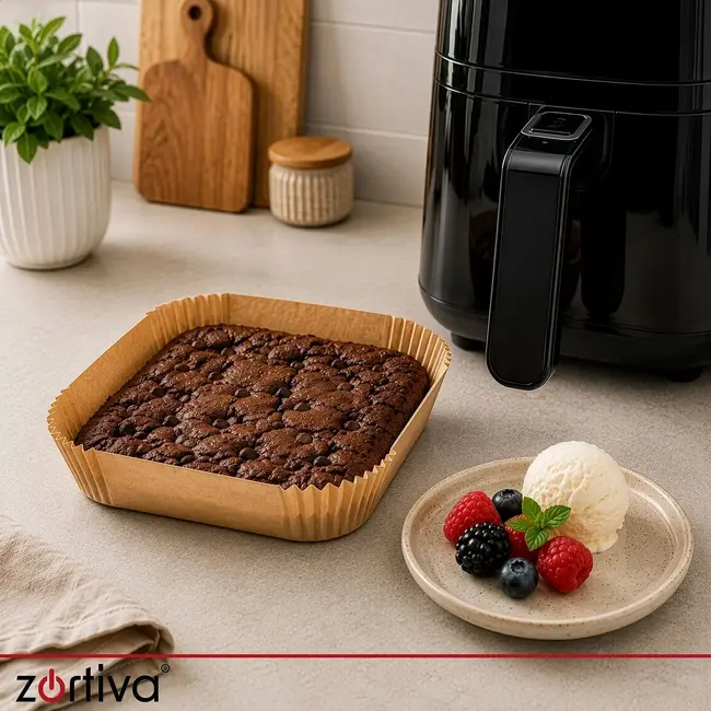 Zortiva Airfryer bakpapier 23 x 23 cm, 100 stuks met antiaanbaklaag en hittebestendig tot 230 °C