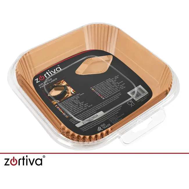 Zortiva Airfryer bakpapier 23 x 23 cm, 100 stuks met antiaanbaklaag en hittebestendig tot 230 °C