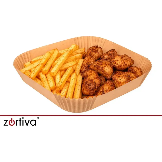 Zortiva Airfryer bakpapier 23 x 23 cm, 100 stuks met antiaanbaklaag en hittebestendig tot 230 °C