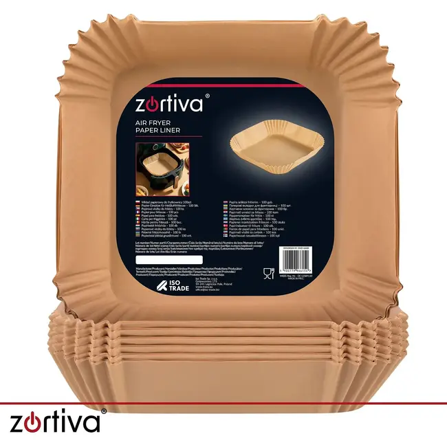 Zortiva Airfryer bakpapier 23 x 23 cm, 100 stuks met antiaanbaklaag en hittebestendig tot 230 °C