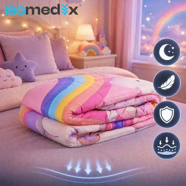 Isomedix Verzwaringsdeken 4 kg 100 x 150 cm roze, 7-laags met glazen microbolletjes voor kinderen